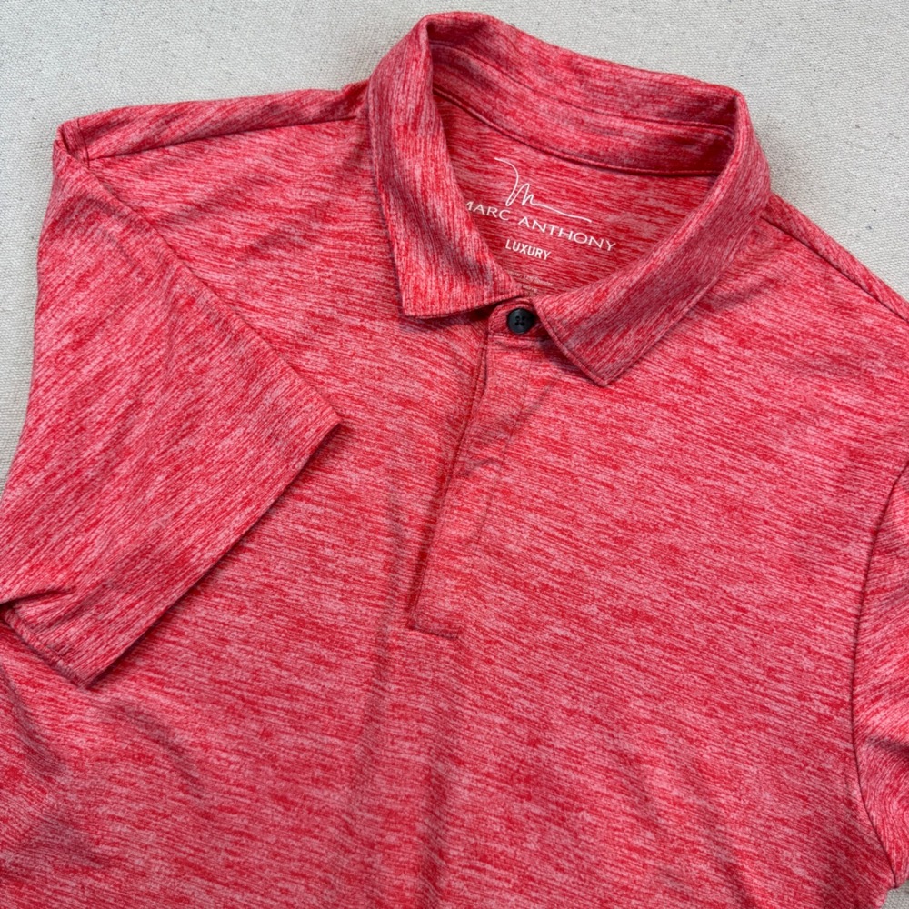 Marc Anthony Luxury Mens Small Red Space Dye Polo Shirt Short Sleeve Stretch S